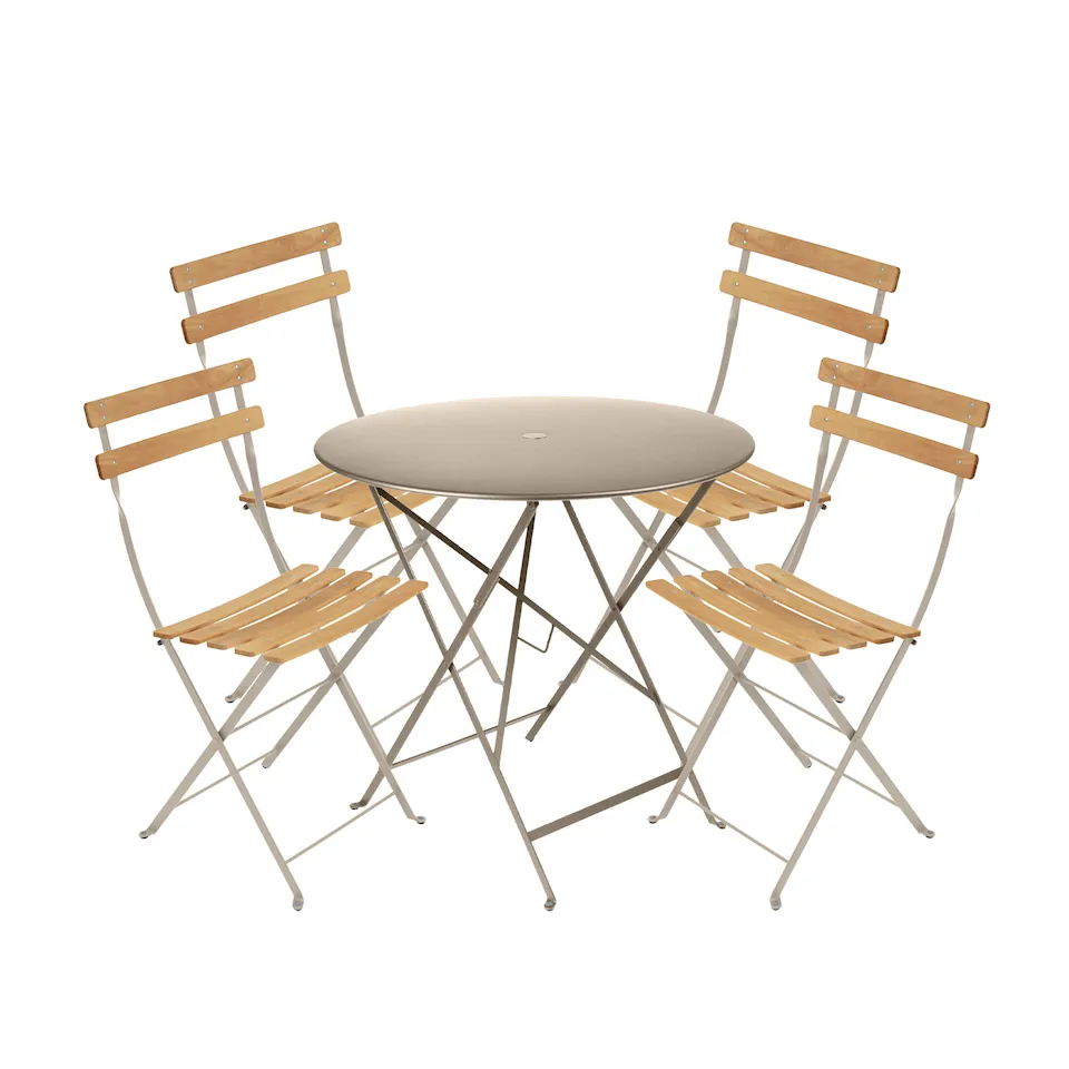 Bistro spisegruppe bord 77cm & 4 tre stoler