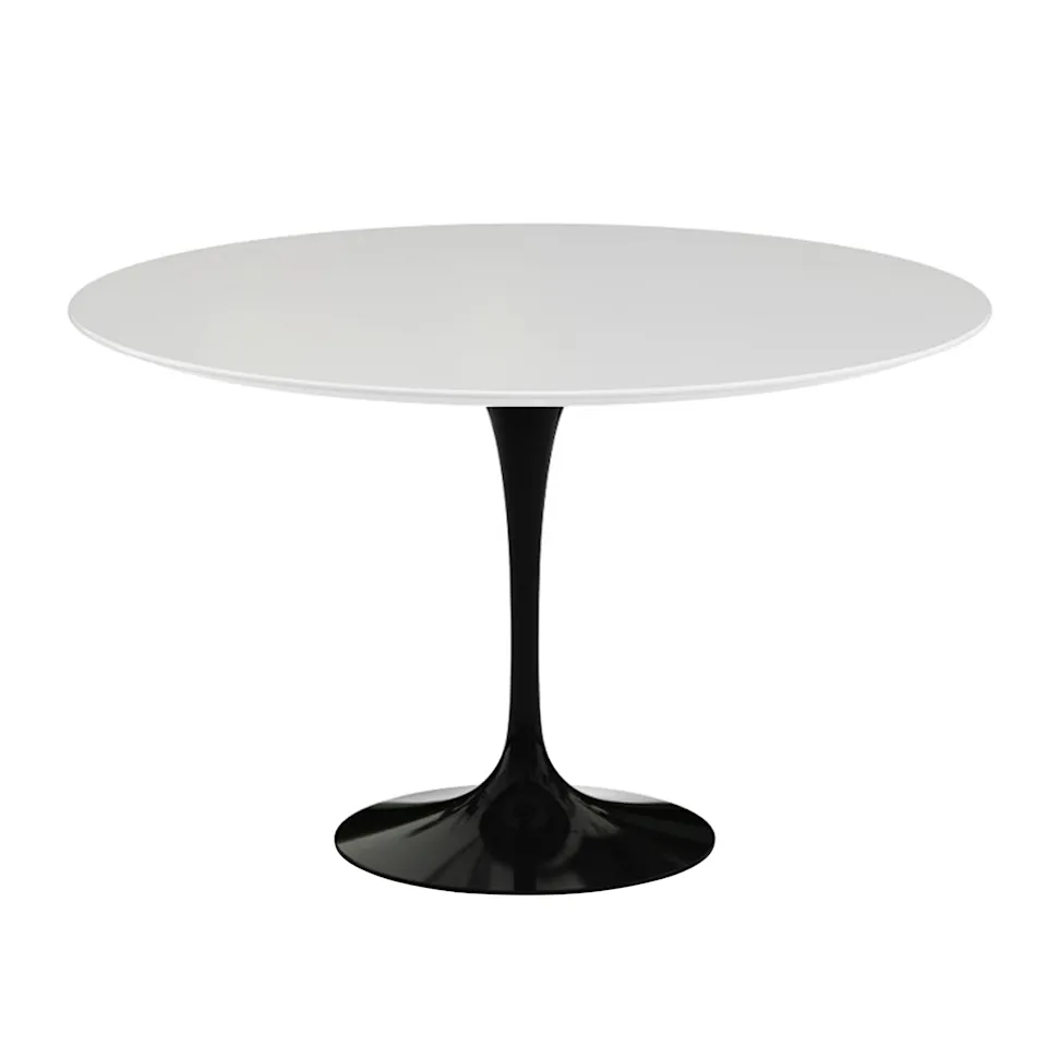 Saarinen Round Table - Matbord, Ø 120 cm, Svart underrede, skiva i Vit laminat