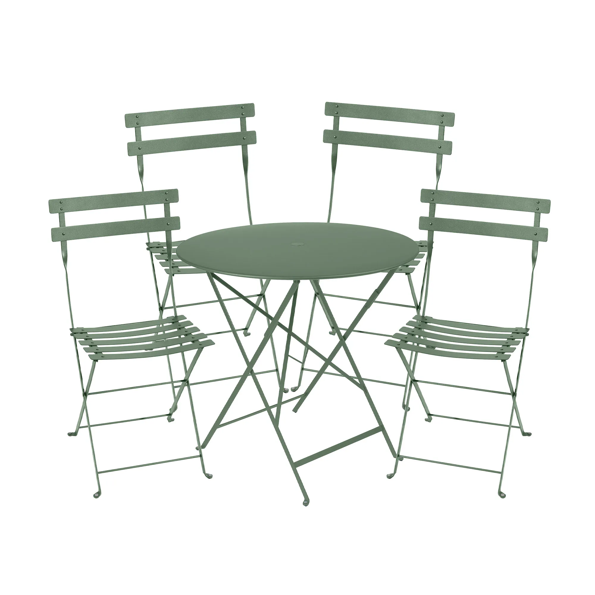 Bistro spisegruppe bord 77cm & 4 metall stoler - 1