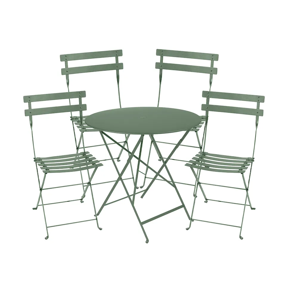 Bistro spisegruppe bord 77cm & 4 metall stoler