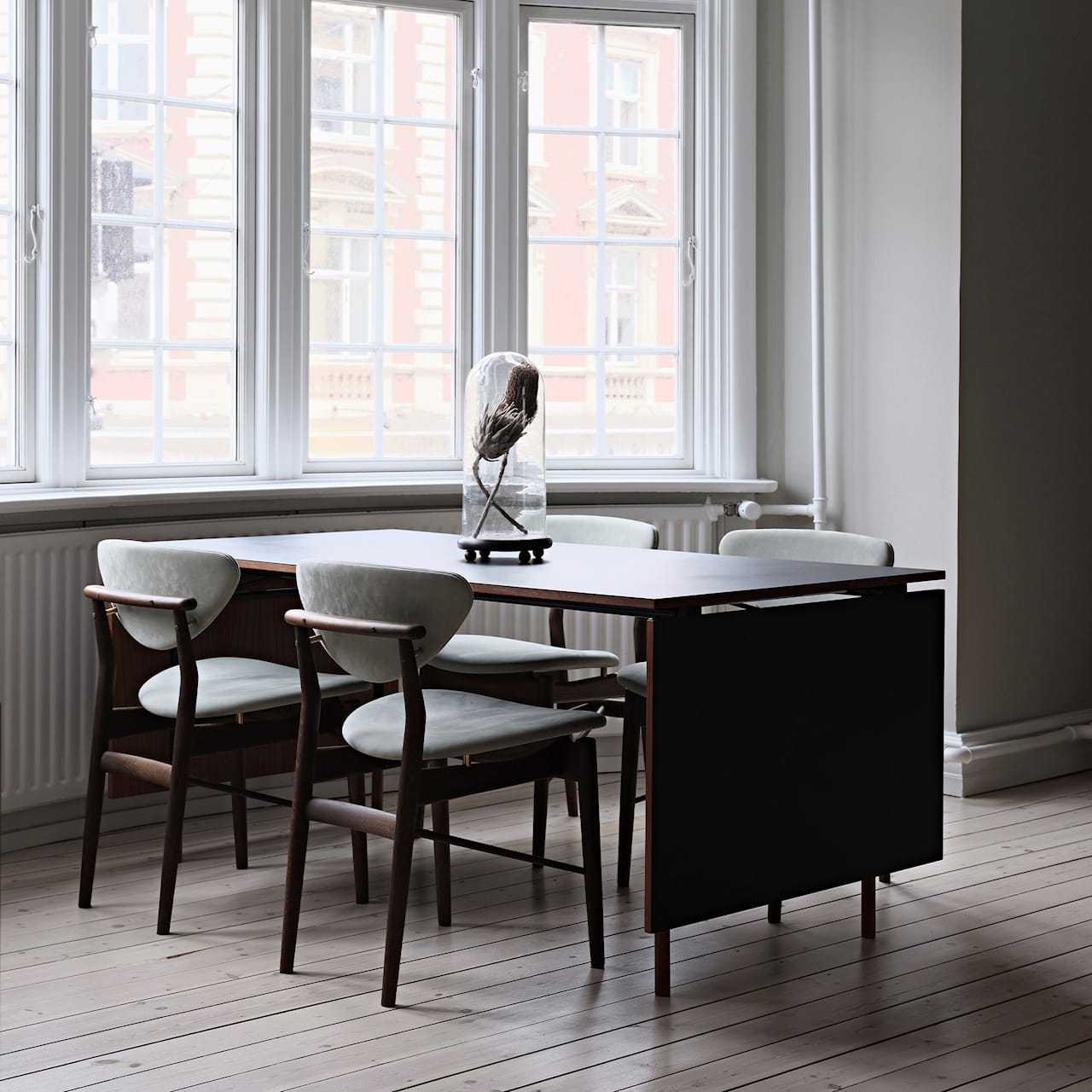 Nyhavn Dining Table, With Extensions, Oak, Black Steel