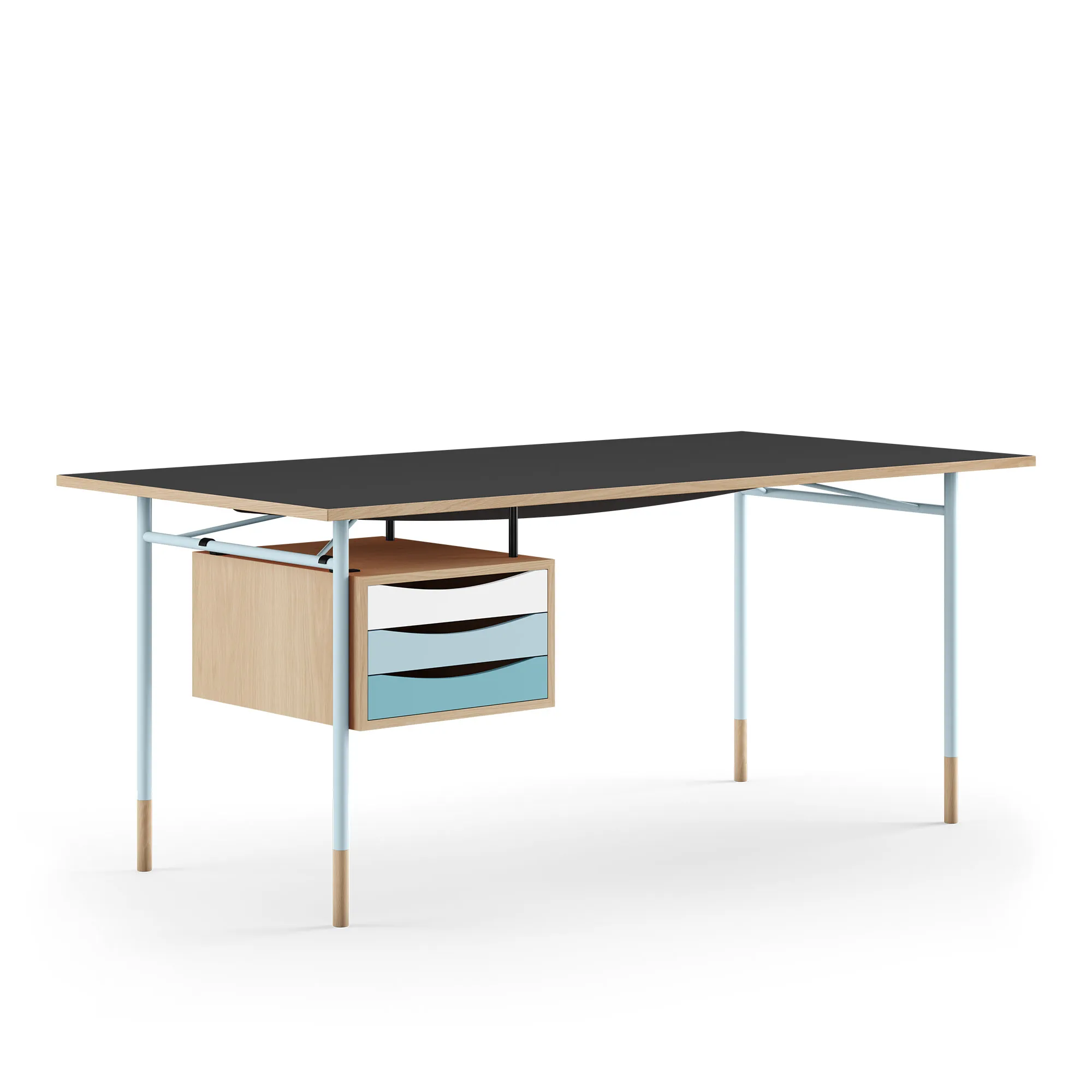 Nyhavn skrivbord 190 cm Cold med lådor Light blue - 1
