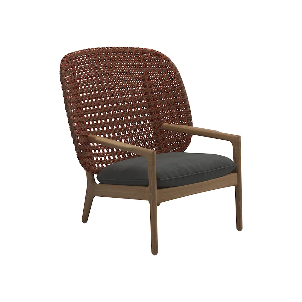 Kay High Back Lounge Chair, Frame Copper, Kat.B Blend Coal