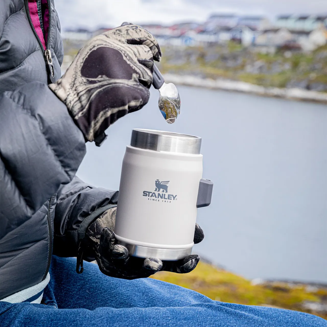 Mattermos med spork 40 cl grønn