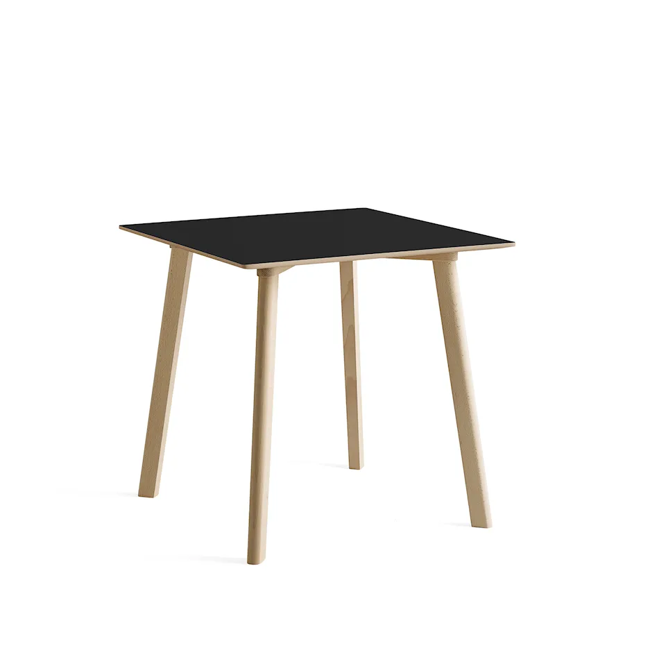 CPH Deux 210 2.0 Table Untreated Beech Frame L75 X W75 X H73 Ink Black Top Lacquered Beech Edge