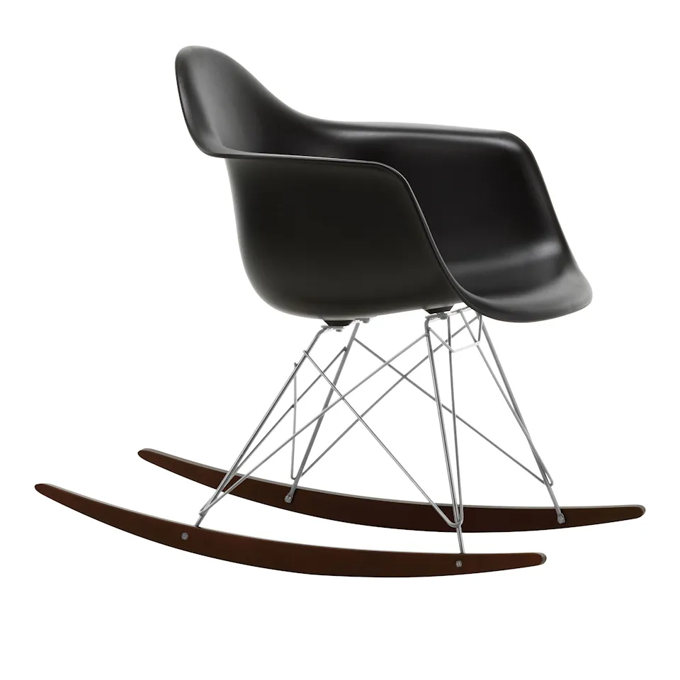 Eames RE Plastic Armchair RAR gyngestol Chrome/Dark Maple