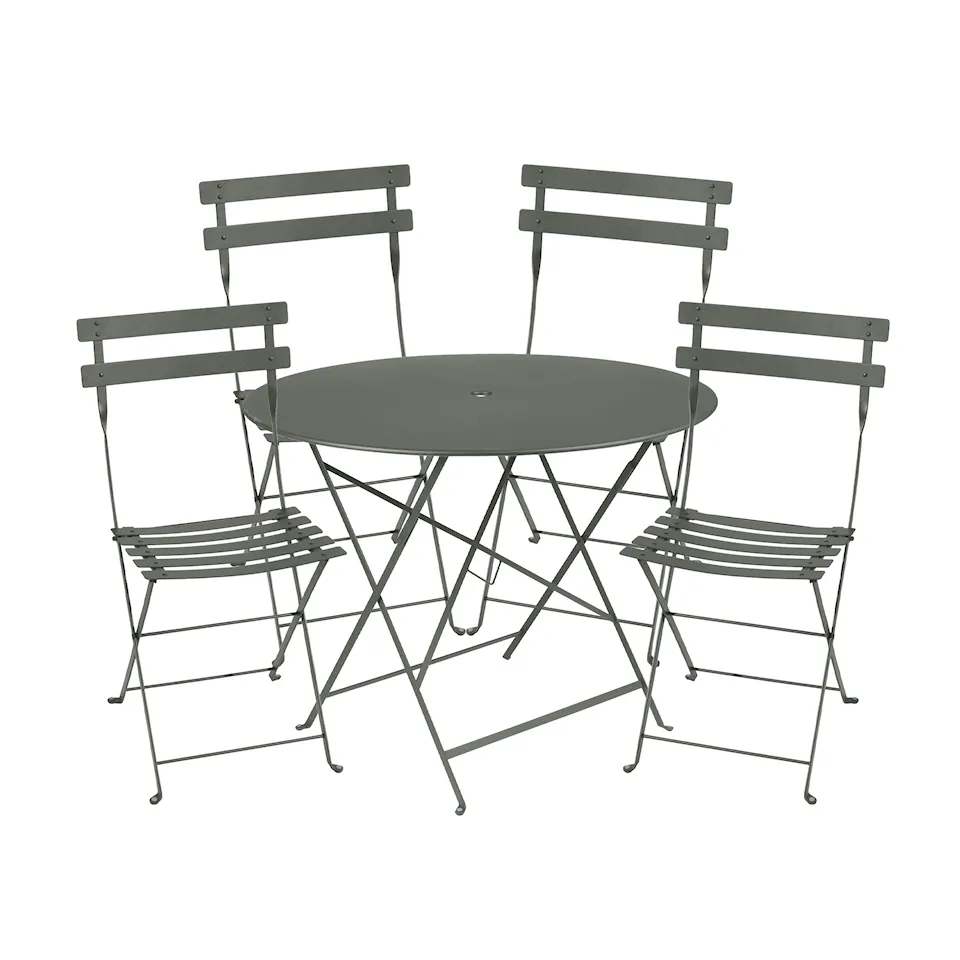 Bistro spisegruppe Ø 96 cm og 4 metallstoler