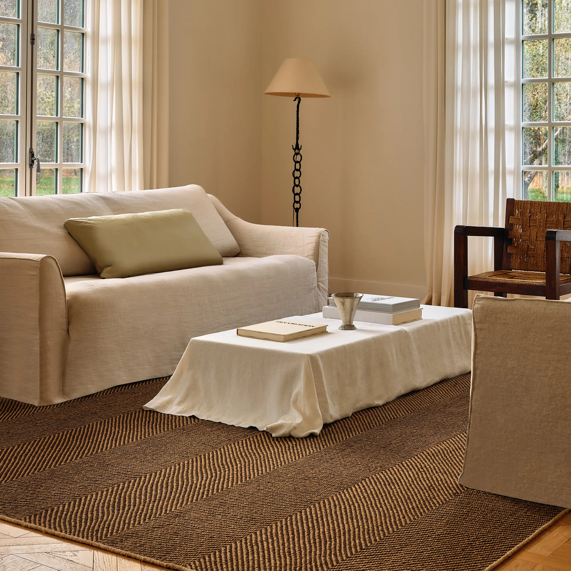Jute Herringbone Natural/Brown løper