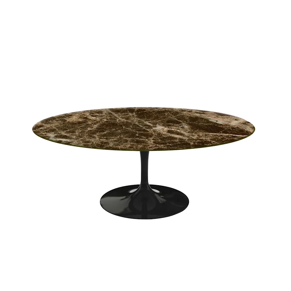 Saarinen Oval Table - Soffbord, Svart underrede, skiva i glansig brun Emperador marmor