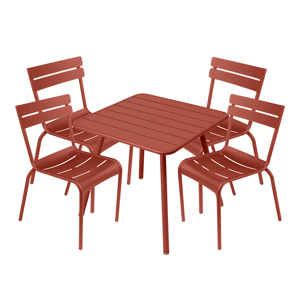 Luxembourg spisegruppe firbent bord & 4 stoler