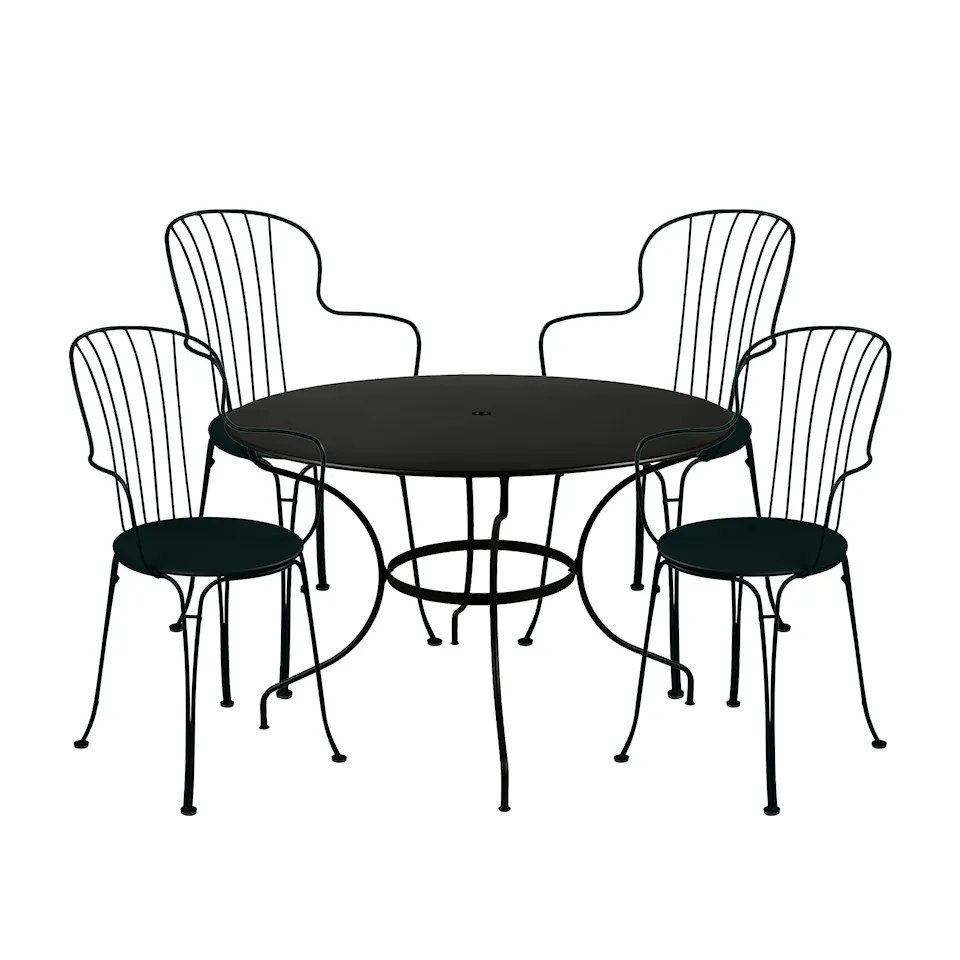 Opéra+ spisegruppe bord rundt Ø117cm & 4 karmstoler