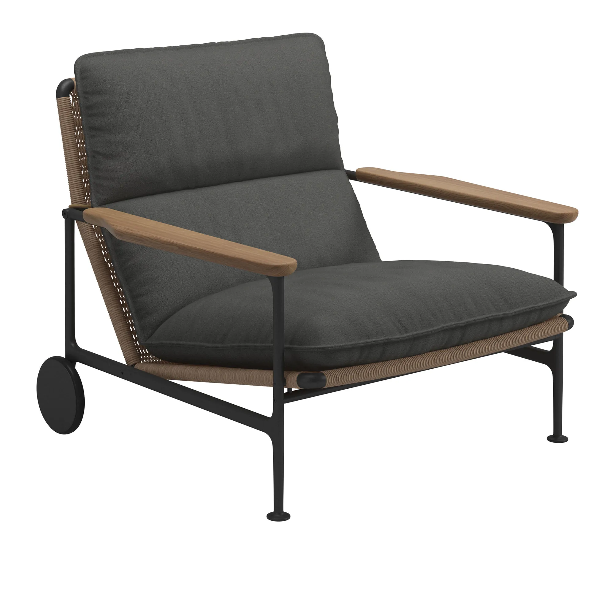 Zenith Lounge Chair with Teak Arms - Meteor - 1