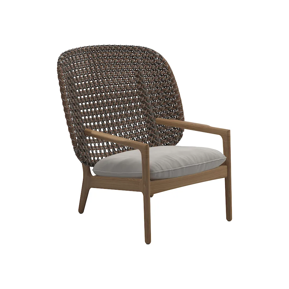 Kay High Back Lounge Chair, Frame Brindle, Kat.B Blend Linen