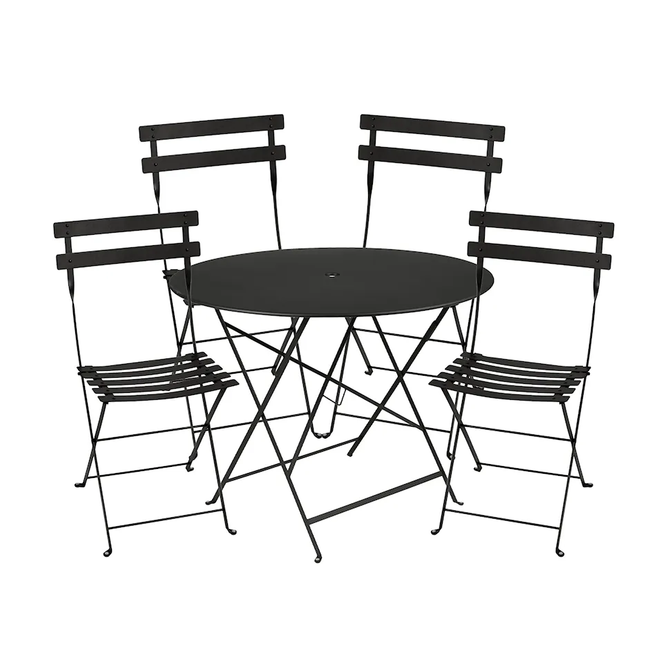 Bistro spisegruppe Ø 96 cm og 4 metallstoler