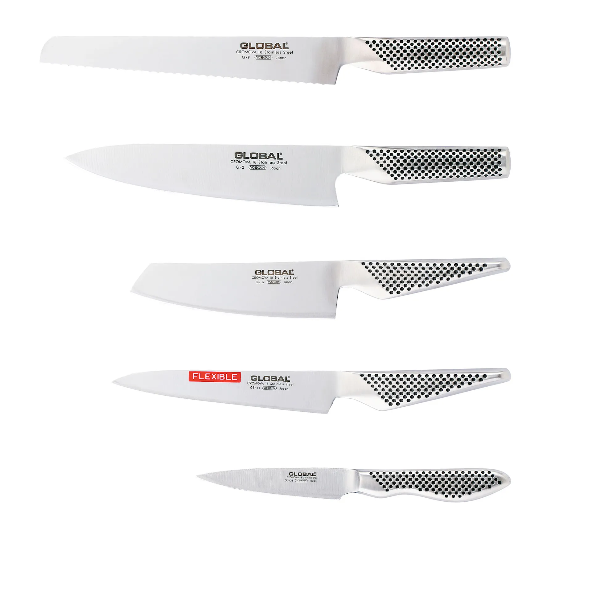 Knivsett 5 deler G-2, 9, GS-5, 11, 38 - Global - NO GA