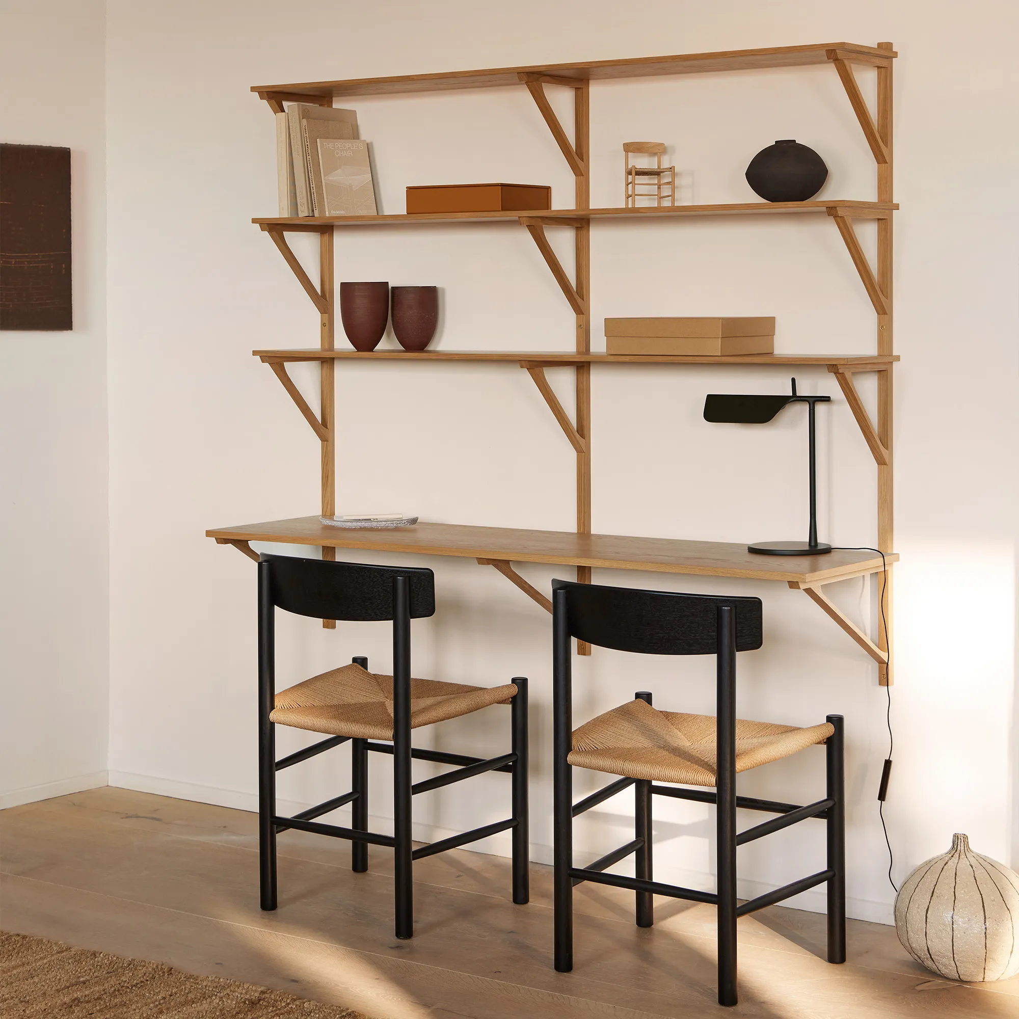 BM29 vegghylle 149 cm 3 hyller og skrivebord - 5