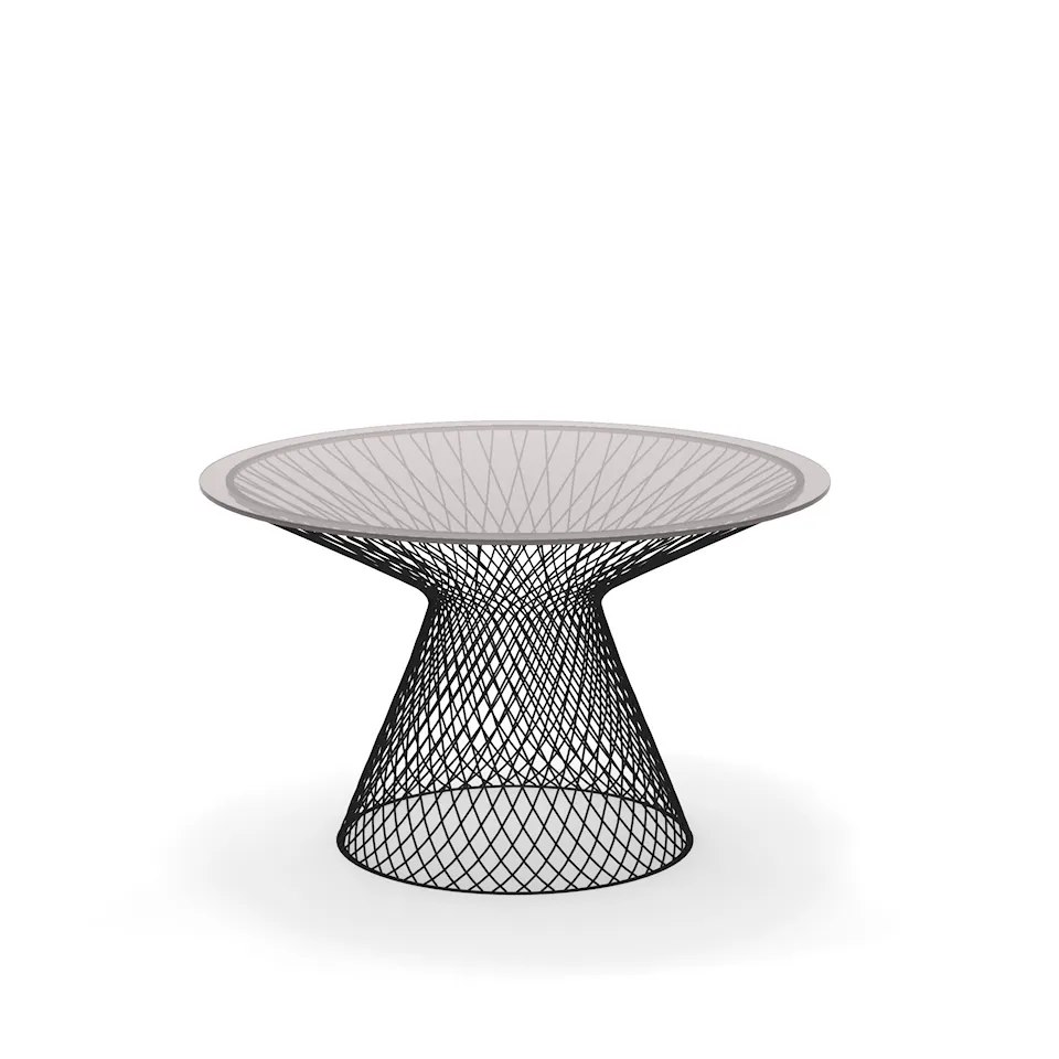 Heaven High Round Table Ø120, Frame: Black, Top: Transparent Glass