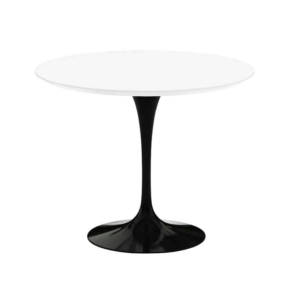 Saarinen Round Table - Matbord, Ø 91 cm, Svart underrede, skiva i Vit laminat