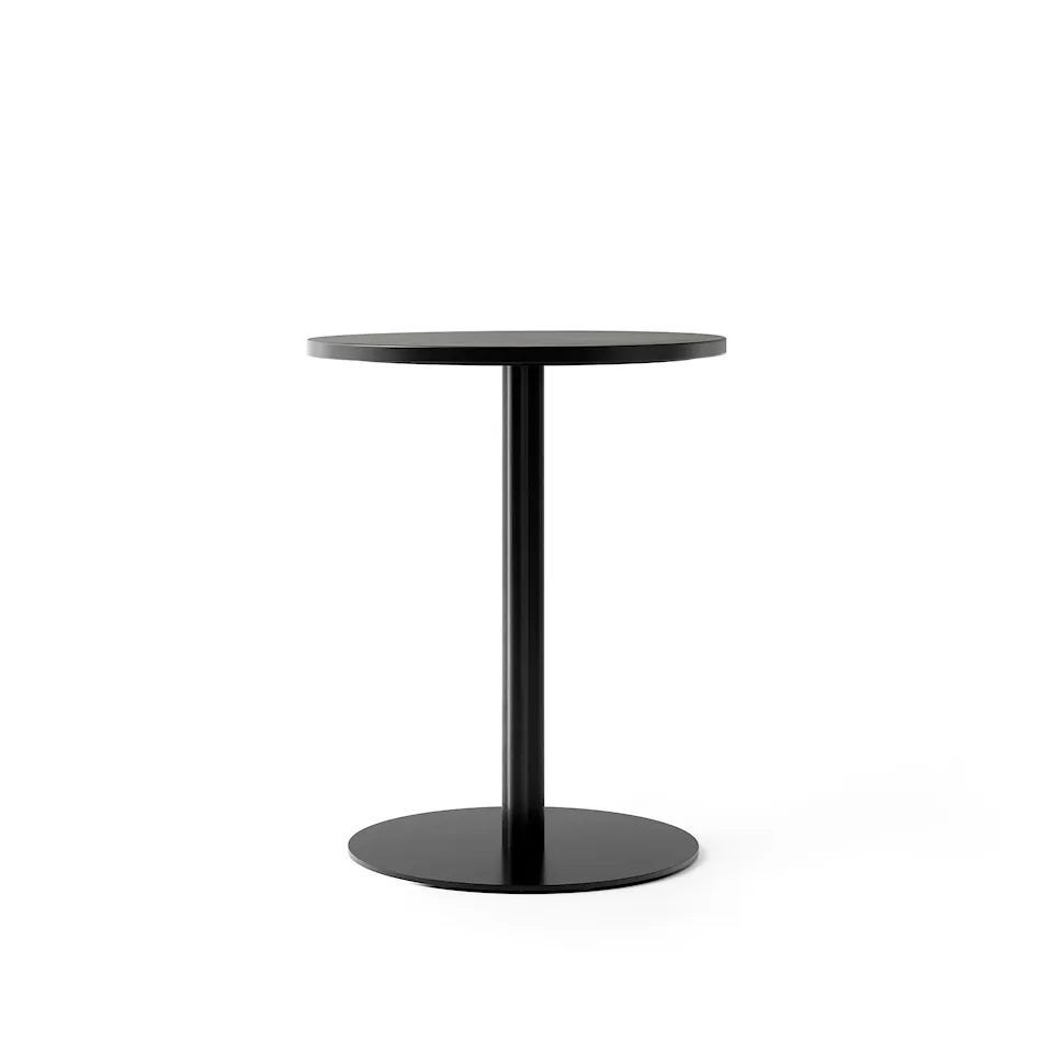 Harbour Column, Dining Table Ø60, Charcoal Linolieum Tabletop with Black Base