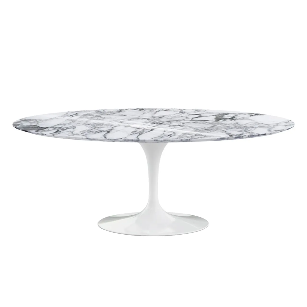 Saarinen Oval Table - Matbord, 198 x 121 cm, Vitt underrede, skiva i matt grön Alpi marmor