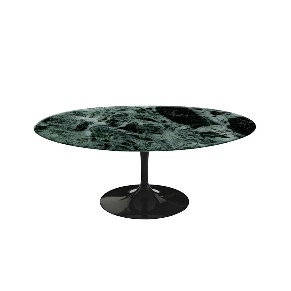 Saarinen Oval Table - Soffbord, Svart underrede, skiva i glansig grön Alpi marmor