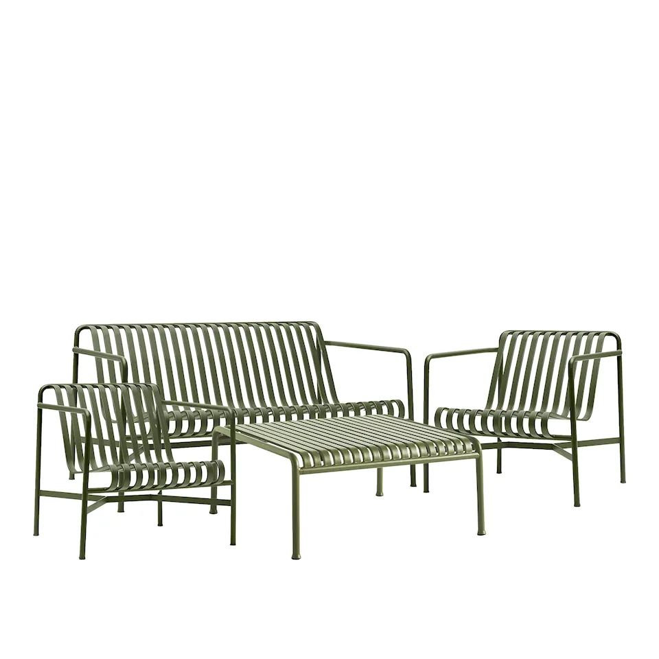 Palissade loungesofa, 2 lenestoler og hagebord