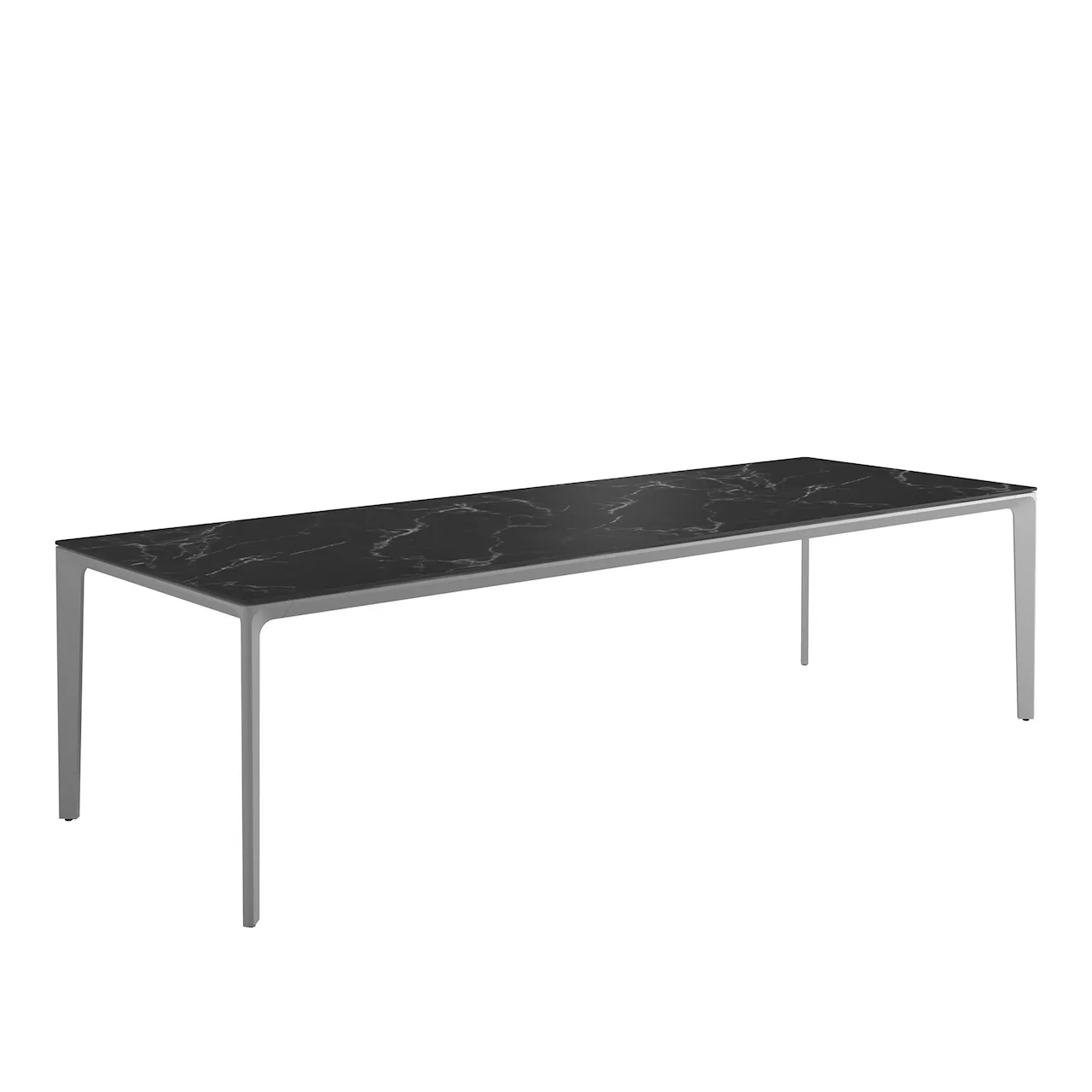 Carver 100 x 280 cm Square Dining Table, Nero Ceramic, Frame White