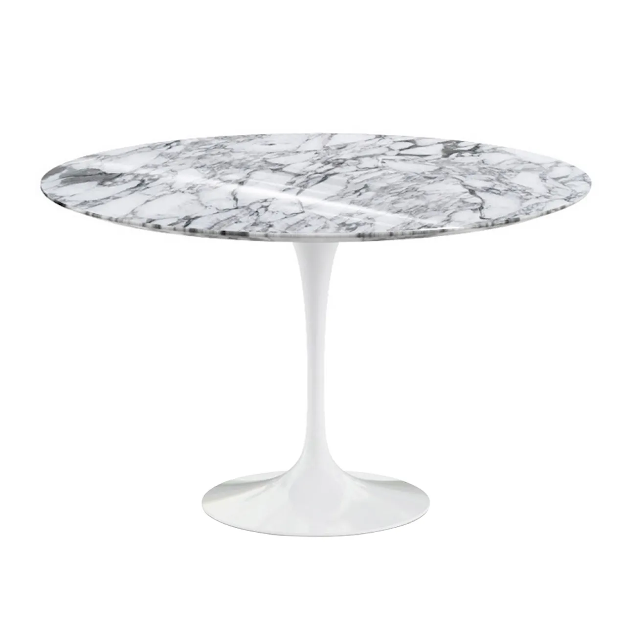 Saarinen Round Table - Dining table, Ø 152 cm, White frame, matt green Alpi marble top