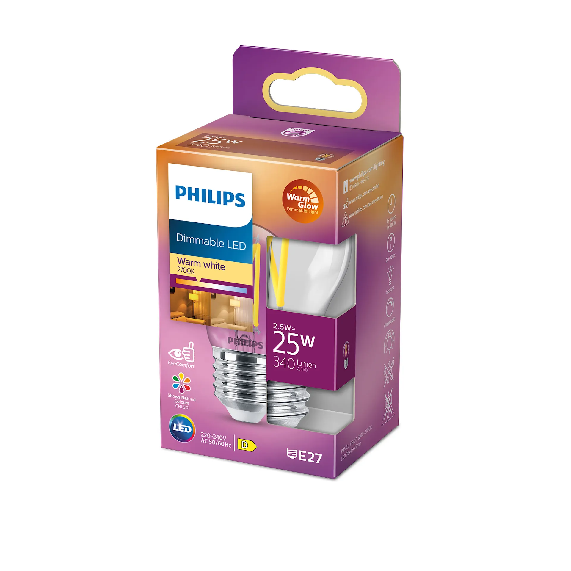 LED Classic 3,2W E27 P45 CL - Philips - NO GA