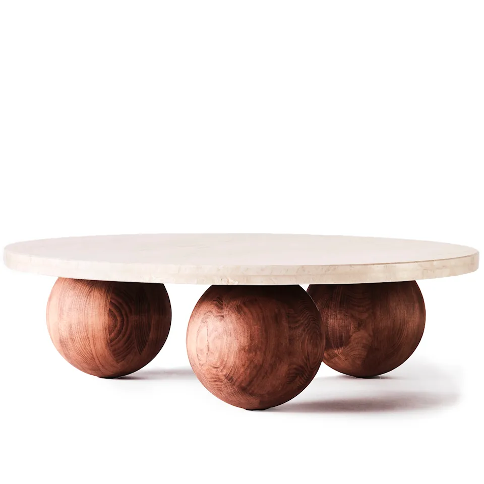 Sphere sofabord rundt travertin