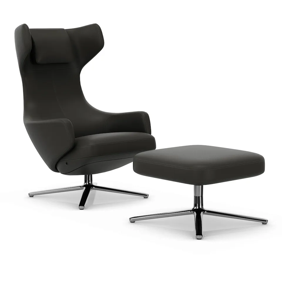 Grand Repos lenestol & Repos Ottoman fotskammel Polished
