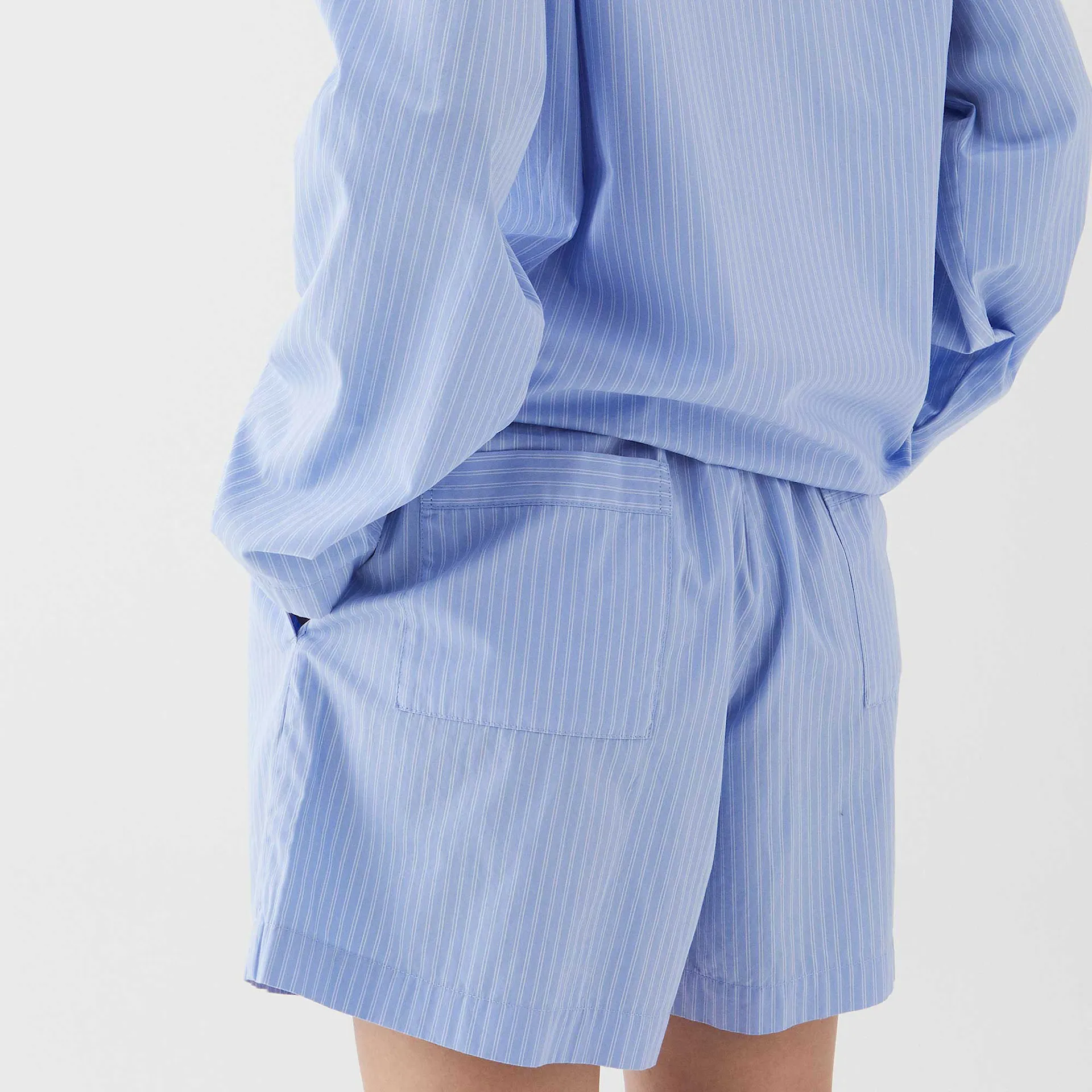 Poplin Pyjamas Shorts Blue Pin Stripes - TEKLA - NO GA