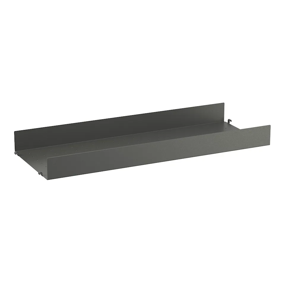 metallhylleplate 78x30cm hög kant mørkegrå