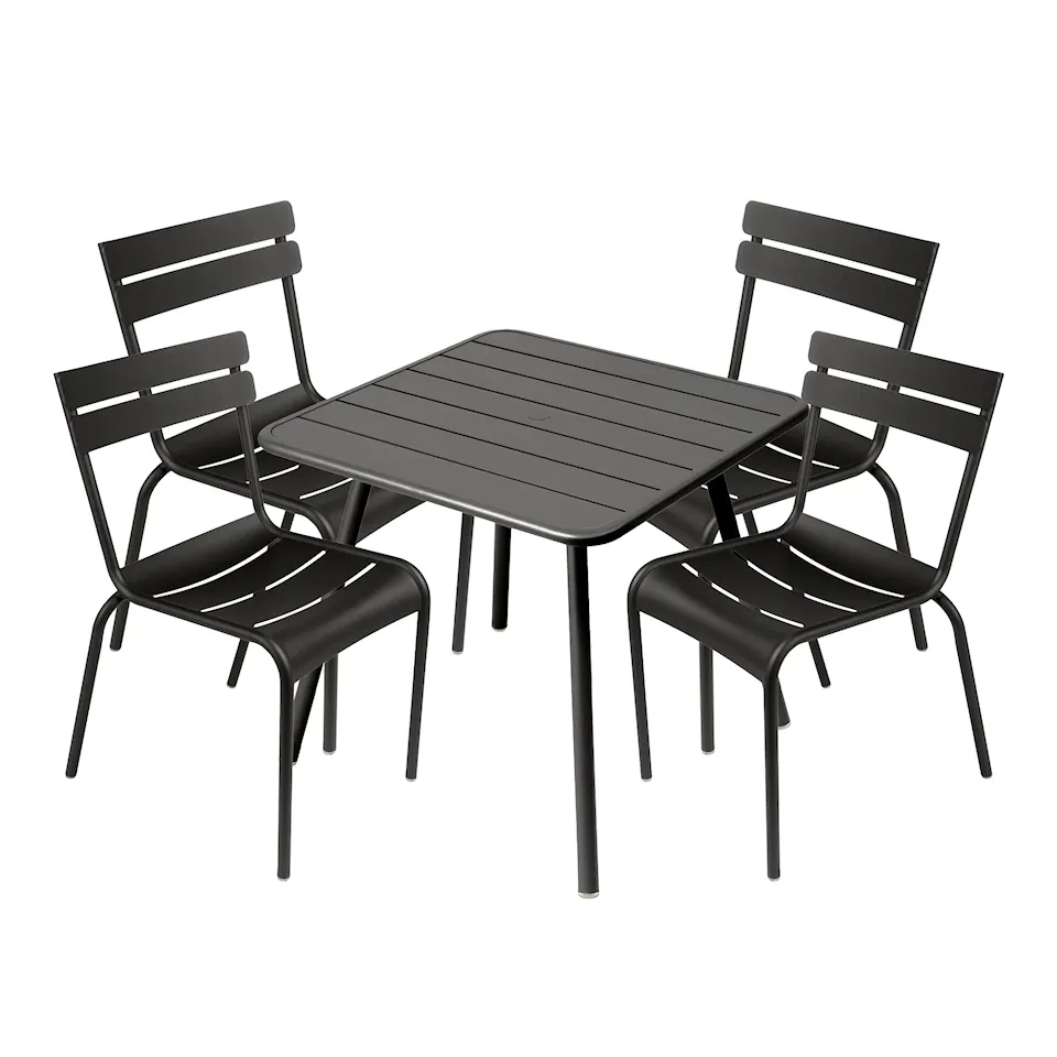 Luxembourg spisegruppe firbent bord & 4 stoler