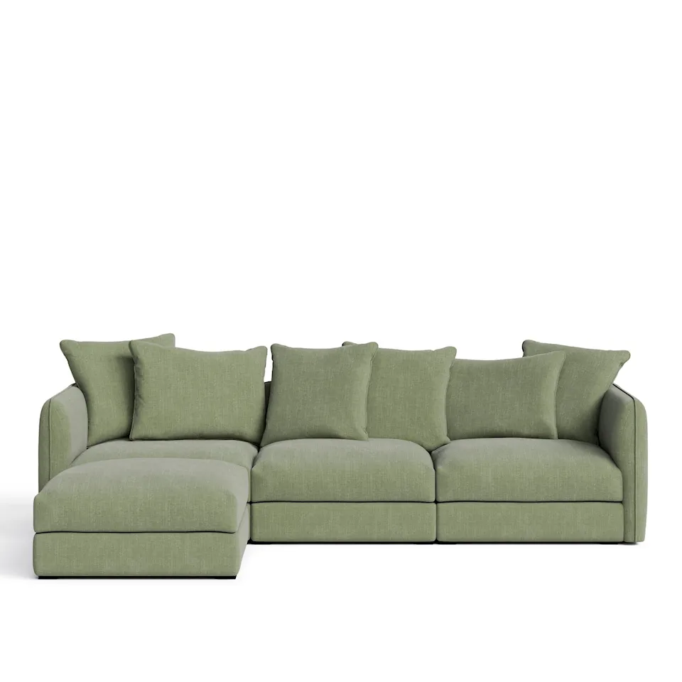 Pavarotti 3-Seater with Ottoman - Shadow Green