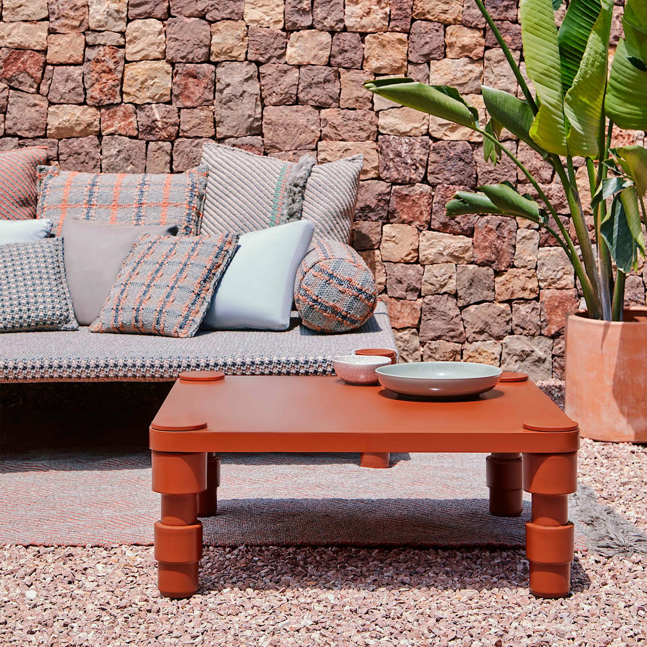 Garden Layers Small Cushion - Gofre Terracotta