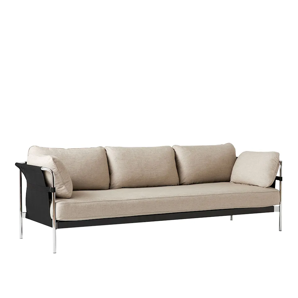 Can 3-seters sofa Chrome/Black