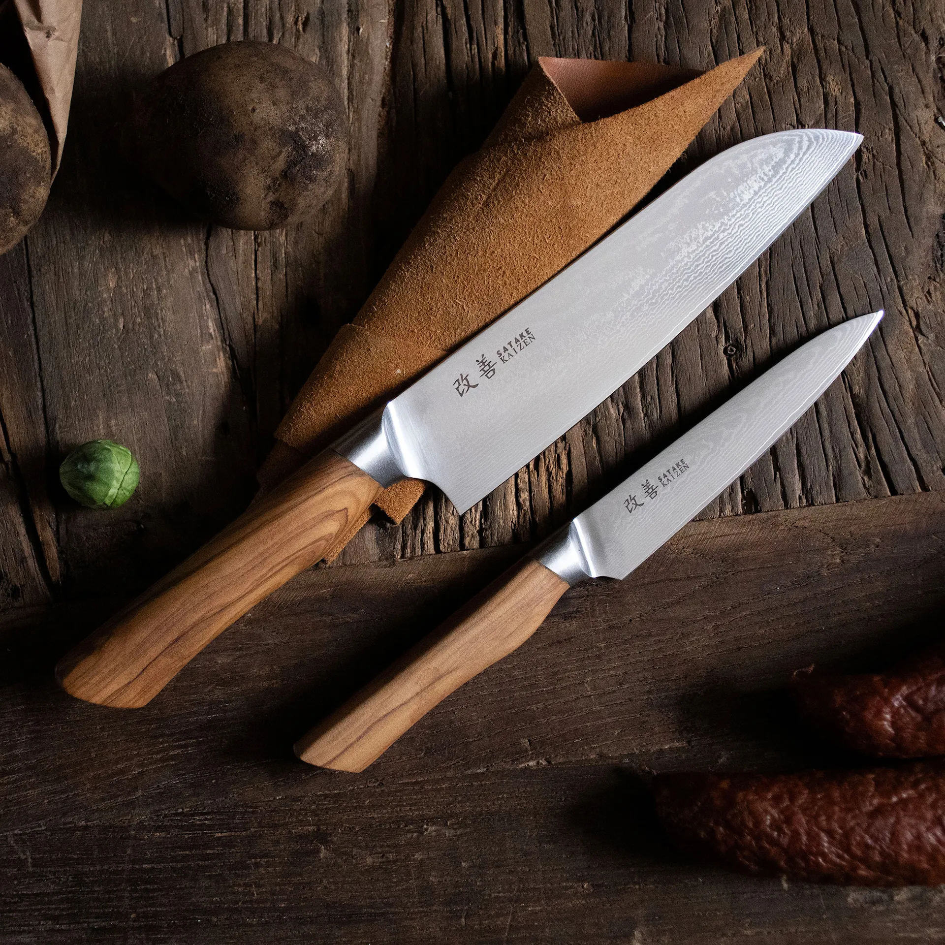 Kaizen Knivsett 2 stk - Santoku & Petty - Satake - NO GA