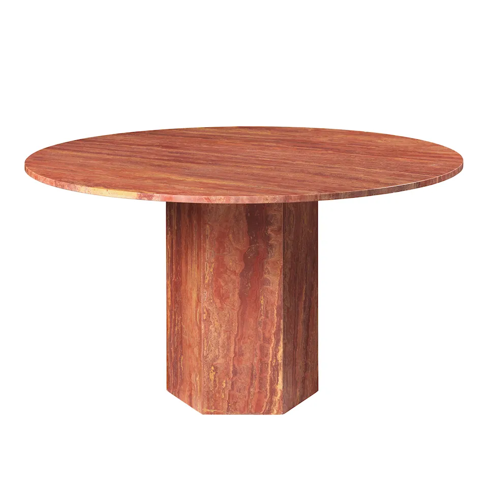 Epic Dining Table, Round Ø130, Red Travertine Stone