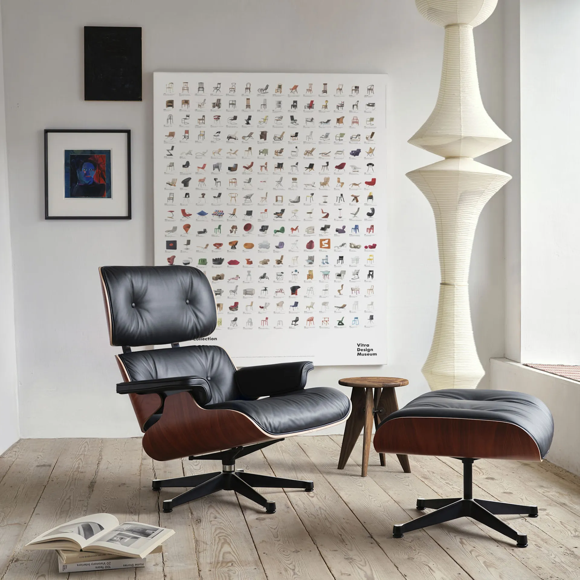 Eames Lounge Chair & Ottoman Santos Palisander svart/polert base - Vitra - Charles & Ray Eames - NO GA