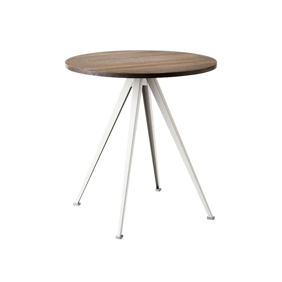 Pyramid Café Table 21 - Beige Base - Smoked Oak - Ø70 cm