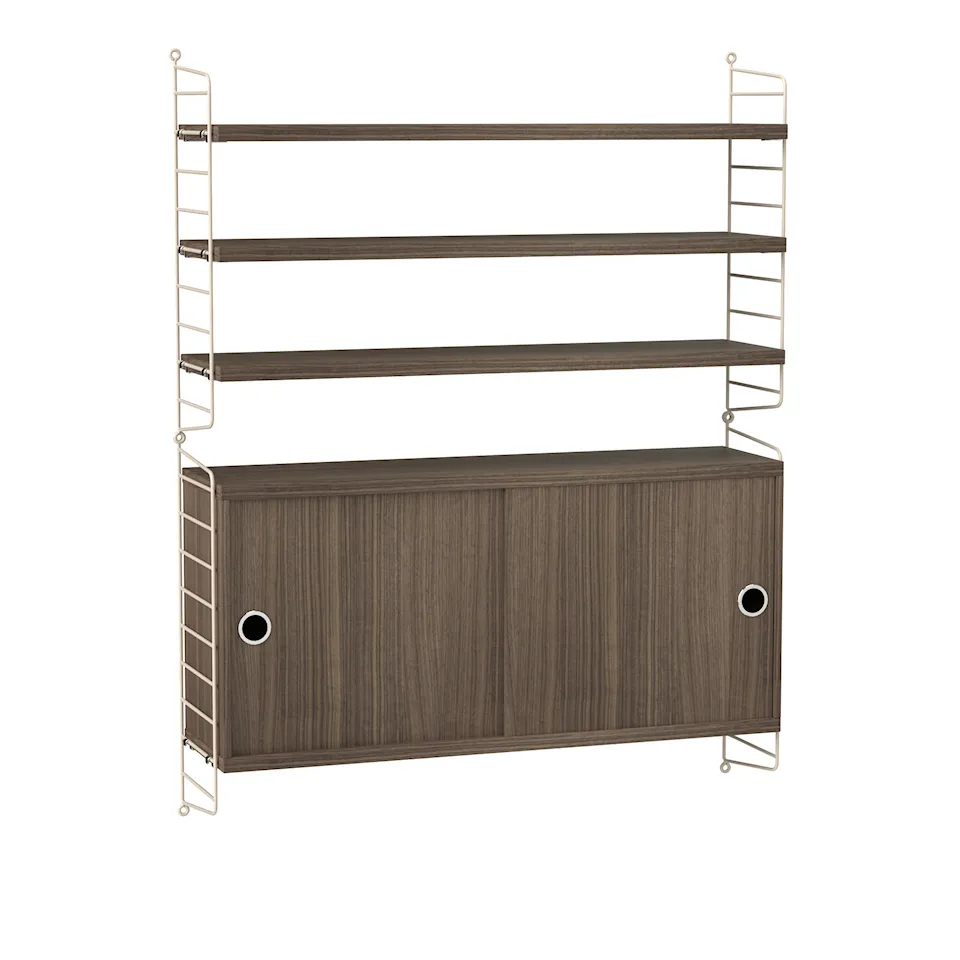 Stue hyllesystem I valnøtt/beige