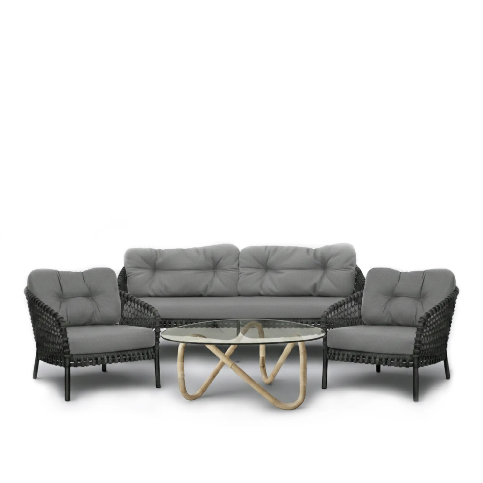 Ocean 3-seters sofa, Ocean stor lenestol 2 deler & Wave salongbord - 1