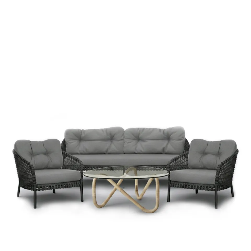 Ocean 3-seters sofa, Ocean stor lenestol 2 deler & Wave salongbord